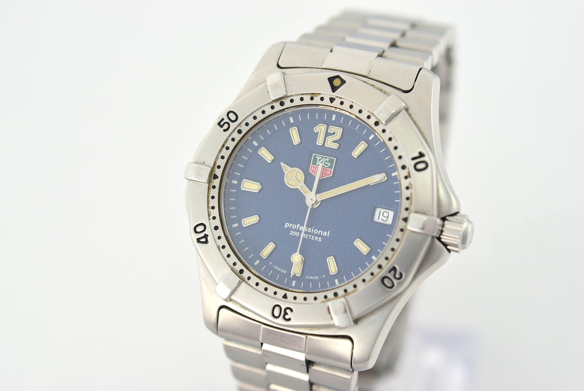 TAG Heuer Professional 200メートル　綺麗　電池新品 New Battery Tag Heuer Professional 2000 WK1113 Blue Dial QZ Men's