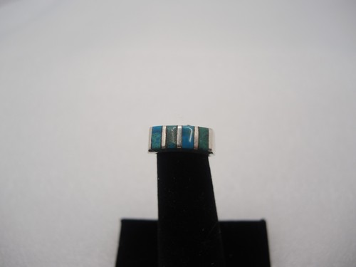 Southwestern Turquoise Channel Sterling Ring size 4 Petite