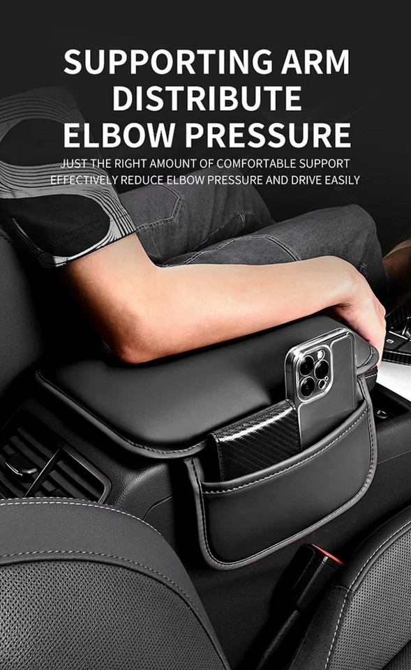 Cojín protector reposabrazos de asiento de cuero almohadilla de almacenamiento para accesorios interiores de automóviles Foto 2 de 4