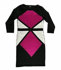 New Nine West Women's Colorblock Sweater Dress Pink Multi Size Small