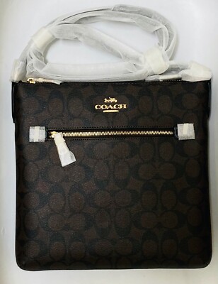 BNWT COACH Womens Rowan File Bag / Crossbody Purse In Signature Canvas
