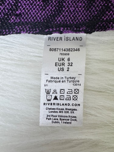 River Island Midi-Bleistiftrock Hahnentrittmuster Bodycon US-Größe 2/UK-Größe 6 lila - Bild 7 von 12