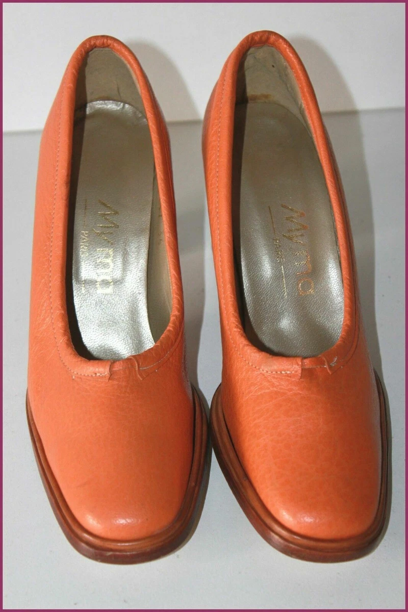 MYMA Escarpins Tout Cuir Orange Doubl s Cuir T 35 TBE eBay