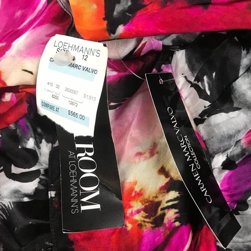 Carmen Marc Valvo Dress Womens 12 Multicolor Floral Silk Lined Sleeveless NWT - Picture 4 of 12