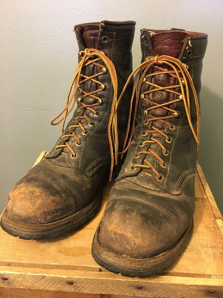 Vtg 9" Black Leather Herman Survivors Work Boots Mens 9 Logger Steel Toe Wms 11