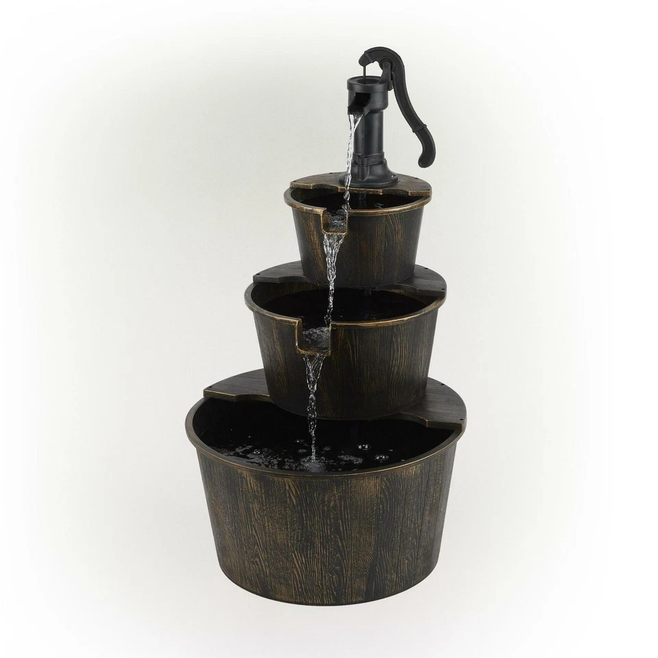 Alpine Corporation 40  Three Tier Pump Outdoor Fountain Decor, Brown - Image 2 of 4