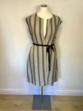 Bnwt Masai Janiki Beige, Black & Metallic Trim Long Fine Knit Waistcoat Size L