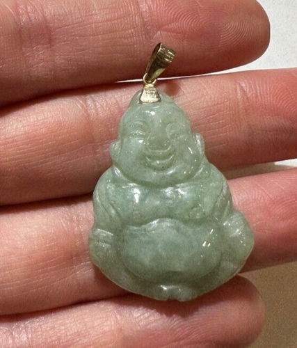 Vintage Art Déco Sculpté Fleur Celadon Vert Jadéite Jade Argent 13.3g