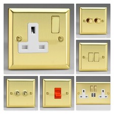 Varilight Classic Bevel Victorian Brass XVDW Light Switch Socket Dimmer Toggle