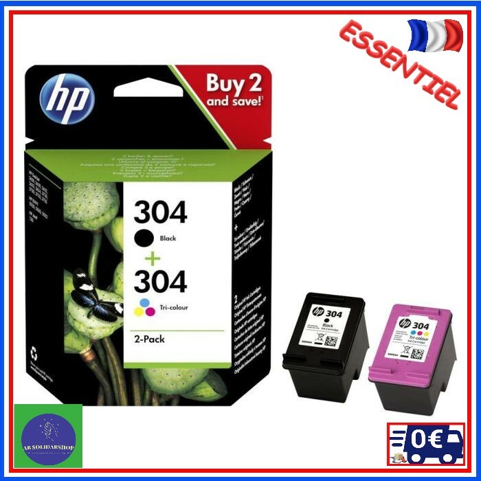 HP 304 pack de 2 cartouches authentiques jet d'encre pour imprimante HP DeskJet