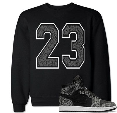 23 Elephant Print Sweater to match with Air Js Retro 1 Cement Black Shoes