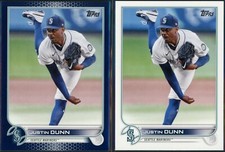 2022 Topps Series 1 Justin Dunn #185 Royal Blue Parallel & Base - Pair
