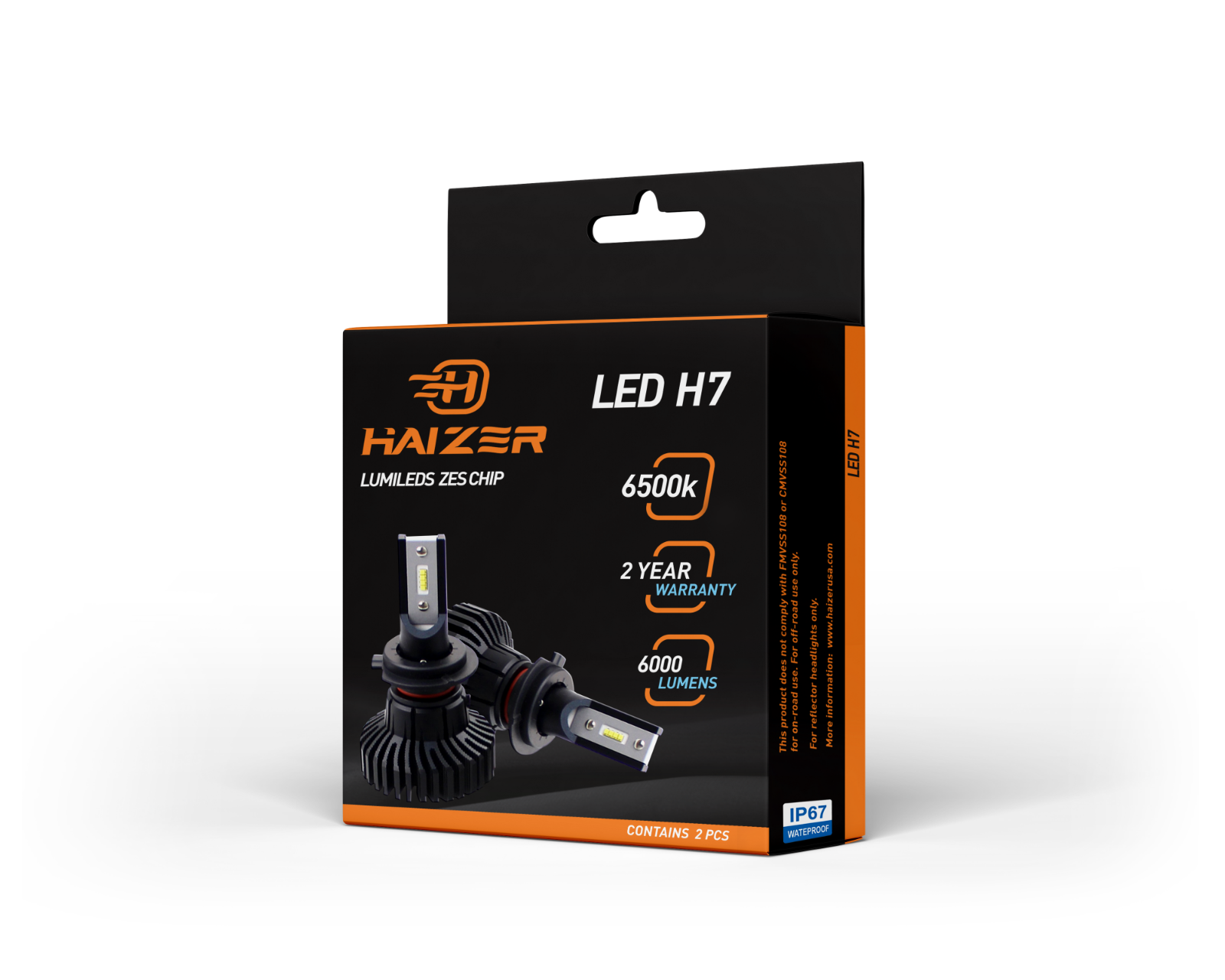 Haizer LED H7 Bulbs 6000 Luminous Pair for Semi Trucks