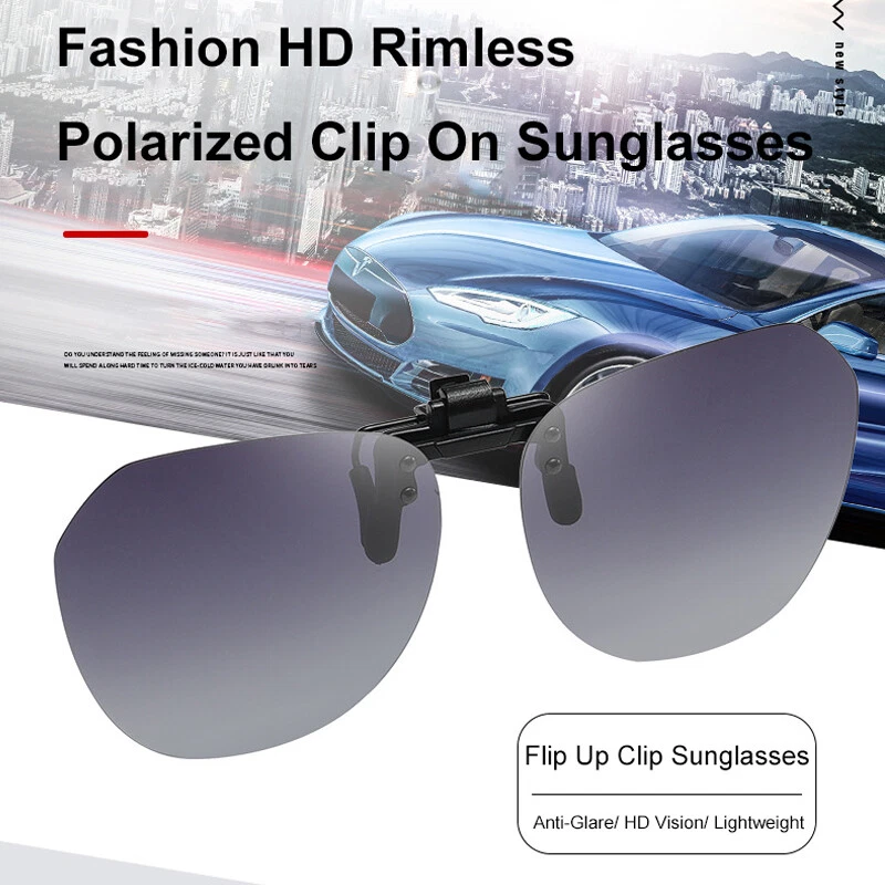 Polarisierte Aufsatz Clip Sonnenbrille Randlos Aufklappbar Anti-Glare zum Fahren