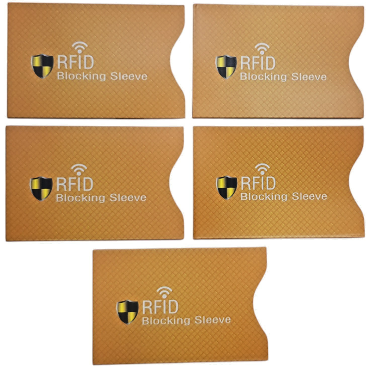 5 X RFID Blocking Sleeve NFC Anti Scan ID Credit Card Holder Case, Yellow Secure