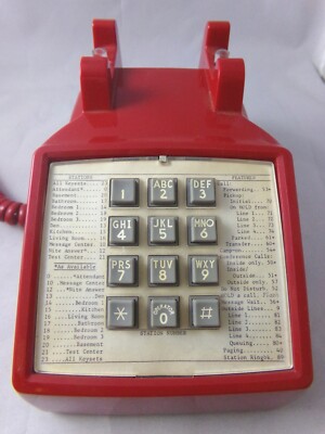 VTG ITT Telecom Touch Dial Desk Phone Cherry Red 1980s 070122WBAN2