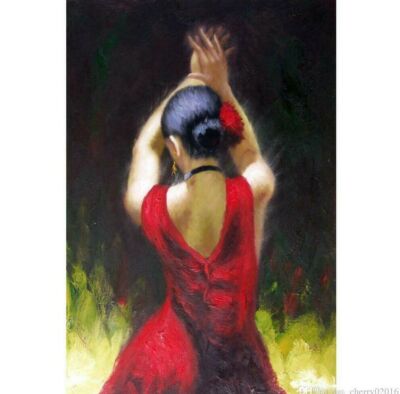 famous painting of woman in red dress dancing Flamenco Dance Painting by Serghei Ghetiu