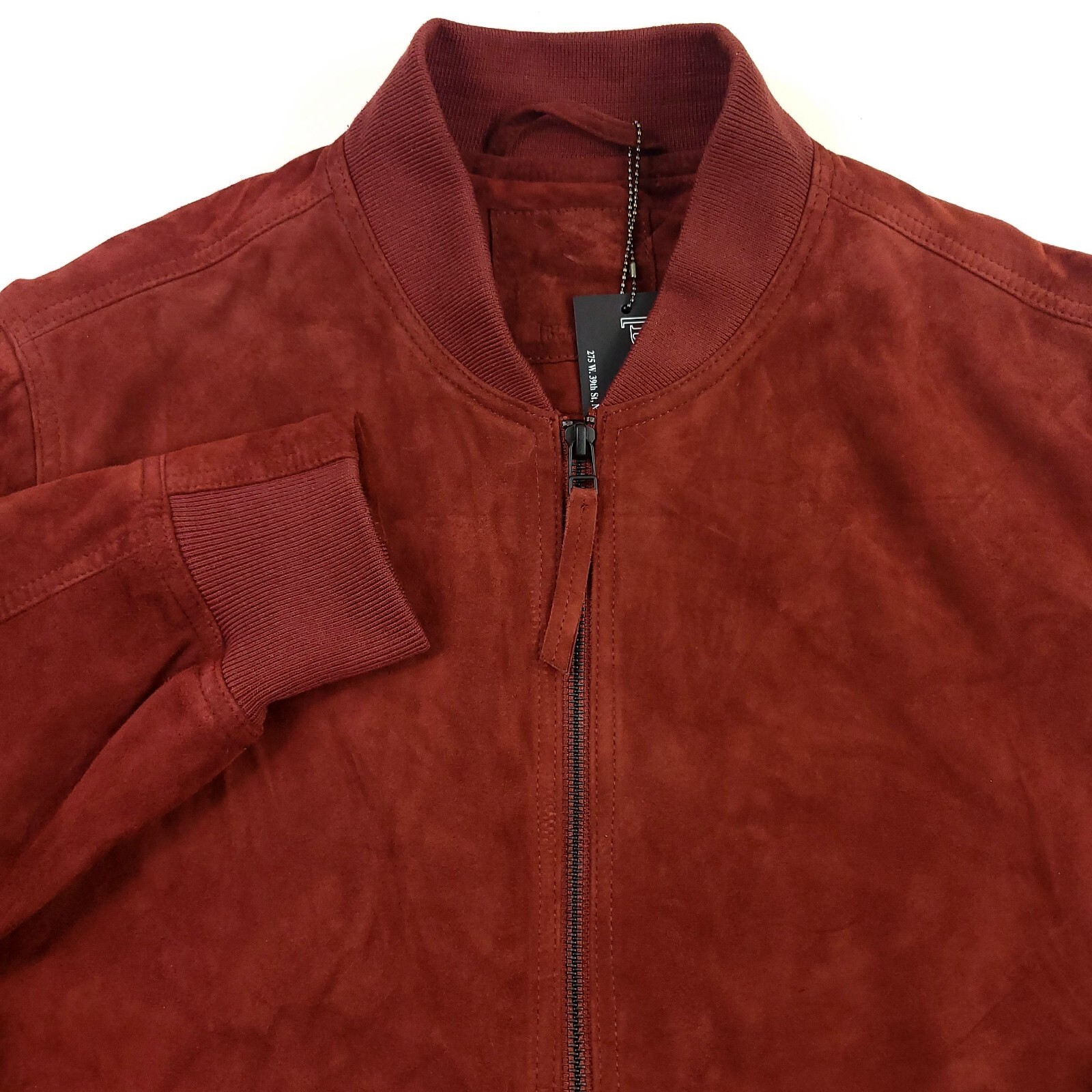 398 BLANK NYC Red Light Suede Leather Full Zip Bomber Jacket Mens Size