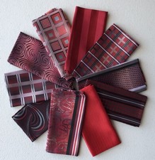 10 Pack Mens Pocket Squares 10.5  Red Black Silver White Wedding Suit Crafts