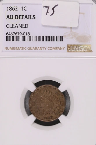 1862 Indian Head Cent NGC AU Details Cleaned #9-018