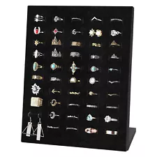 Velvet Ring Display Stand, 50 Slots L-Shaped Jewelry Holder Showcase Organizer