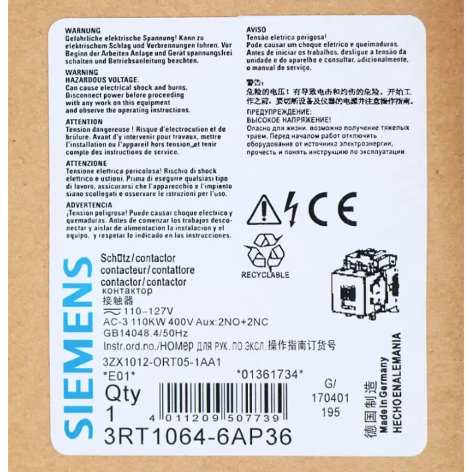 1PCS Brand New Unopened Siemens 3RT1064-6AP36 3RT1 064-6AP36 Fast delivery