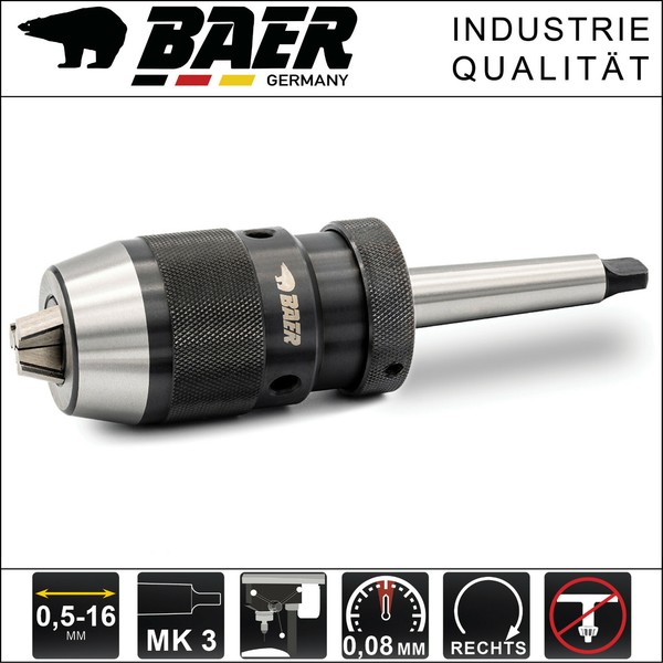 Bohrfutter Schnellspannbohrfutter Baer Spannbereich 0,5-16 Mm Mit Kegeldorn Mk 3-image