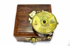 100 year Calendar brass engraved compass with wooden box maritime antique compas
