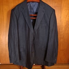 Oak Hill Blazer Sport Coat 2XL 50R 52R Linen Blend Blue