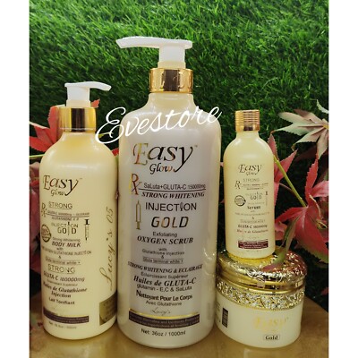4pcs Easy Glow Gold Shower Gel, Body Lotion, Serum & Face Cream 