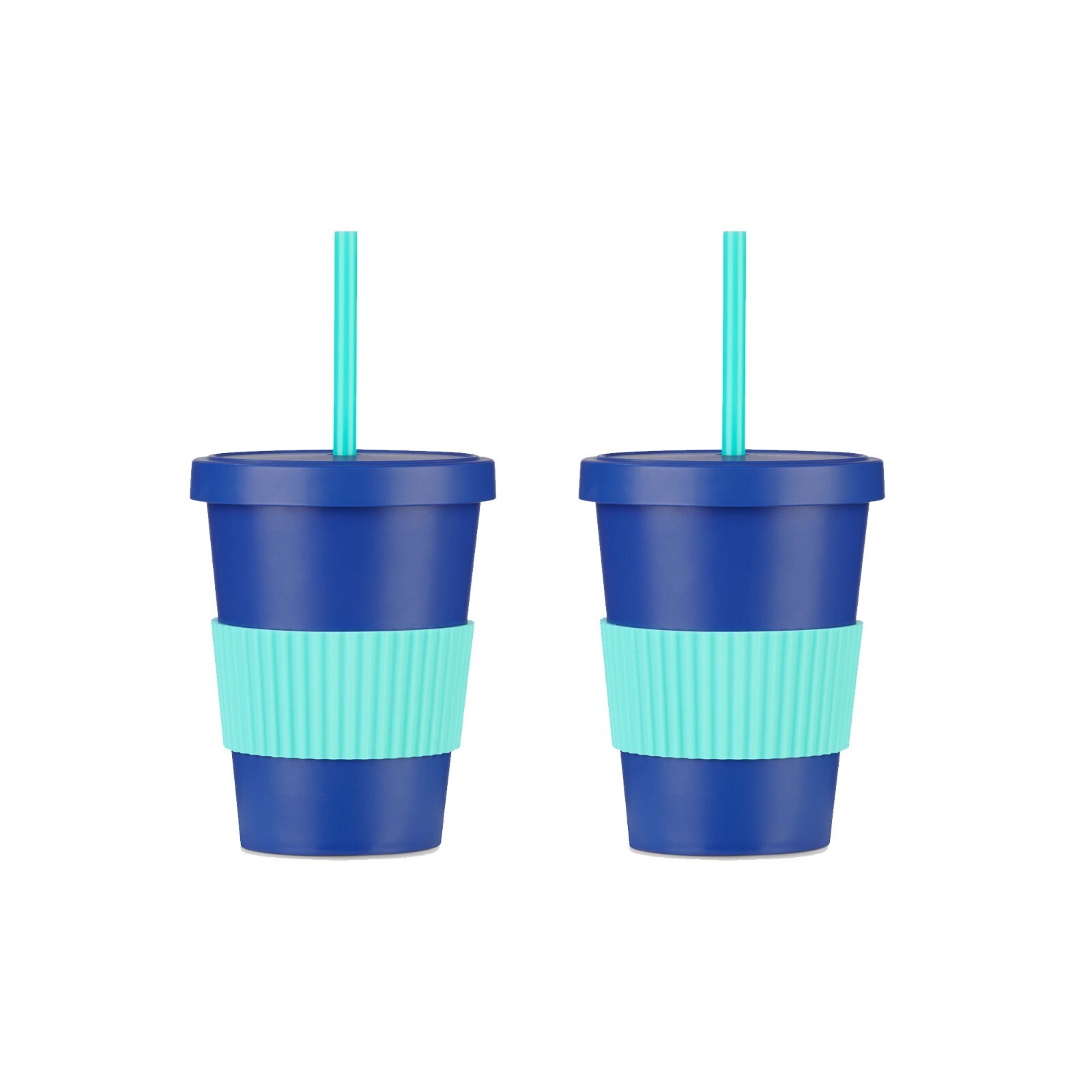 Kids Tumbler with Lid Straw Plastic Drinking Cold Sippy Cups Reusable 420ml 2PC