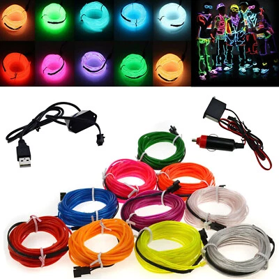 Flexible 1M 2M 5M LED Neonlicht Glühdraht EL Strip Tube Seil Hause Auto Decor - Bild 1 von 4