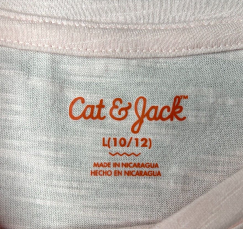 Cat & Jack Eyelet Shortsleeve Shirt Girl's L (10/12) Crew Neck Pink NWT - Picture 5 of 8