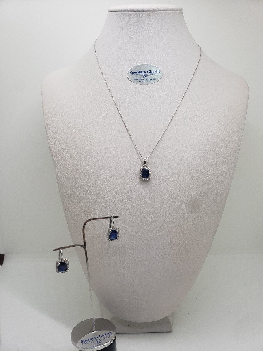 RIZILIA Parure Gioielli Con Collana E Orecchini Pendenti A Taglio Rotondo, Zirconia Cubica Bianca Placcato Oro, Elegante Moderno