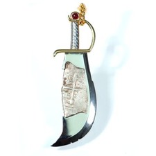 1715 Fleet Shipwreck 4 Reales in Massive 14k Gold Custom Sword Pendant w/ CoA