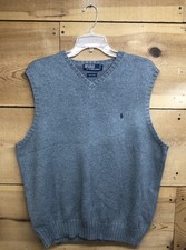 Vintage Polo By Ralph Lauren Sweater Vest Mens Size XL Knit Logo Gray Cotton