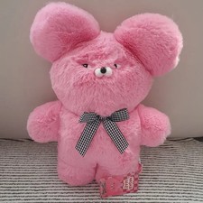 Wasabi Bear Pink Teddy Bear with Check Ribbon New