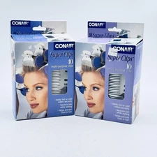 2 Sets 10 Conair Hot Roller Super Clips Plastic Multi Purpose One Size Fits All