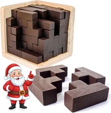 Original 3D Wooden Brain Teaser Puzzle - Stocking Stuffer 3D Puzzle for Kids ...