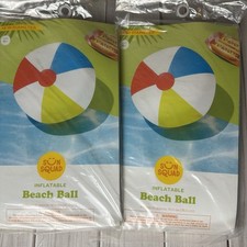 Lot of 2 Sun Squad Inflatable Beach Balls 14 Diameter - New In Package