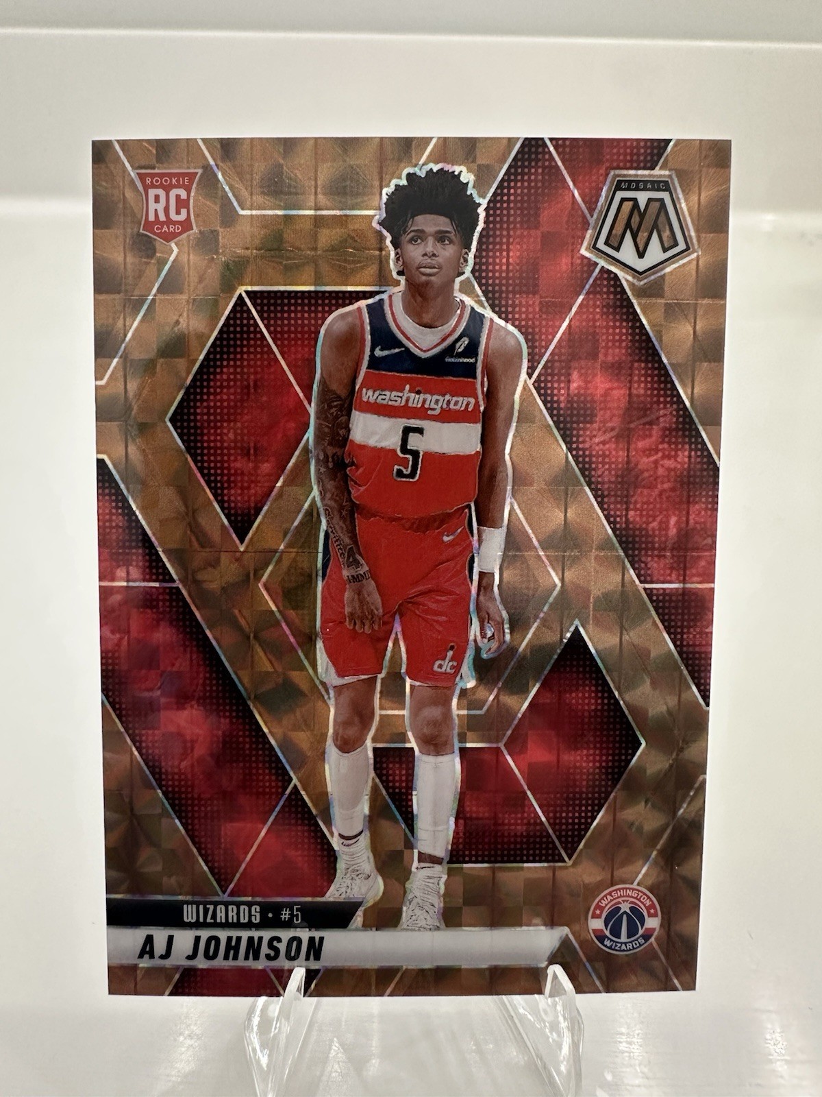 2024-25 Panini Mosaic Rookies Bronze Prizm /75 AJ Johnson #215 (RC) Wizards