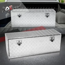 47"x18"x18" Black Aluminum 12-Gauge Truck Pickup Tool Box Storage w/Lock & Key