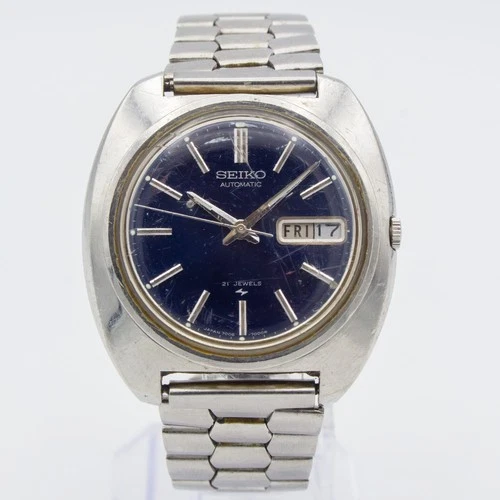 Vintage Seiko Automatic 7006-7090 Wristwatch - Rare Metallic Blue Dial