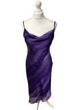 Vintage / y2k New Look Purple & Lilac Asymmetric Dress with Cowl Neck in Size 10