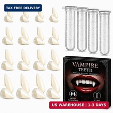 16Pairs Vampire Teeth Fangs, Halloween Realistic Fake Adult Fang Cosplay