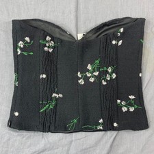 Zara Black Floral Embroidered Strapless Busti...
