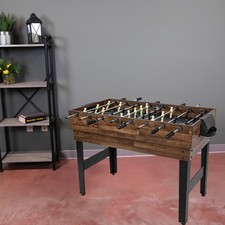 49.5 in 10-in-1 Game Table with Billiards/Foosball - Wood Stain by Sunnydaze