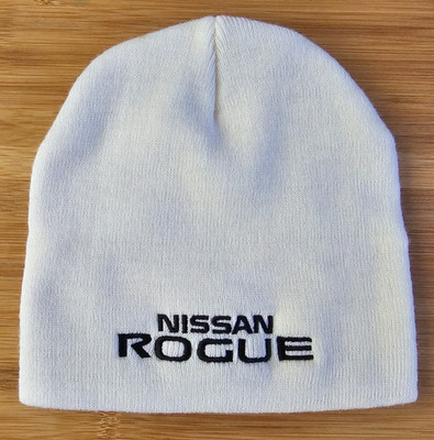 Nissan Rogue White Beanie Hat   Black Knit Cap by KC Caps   Great Condition