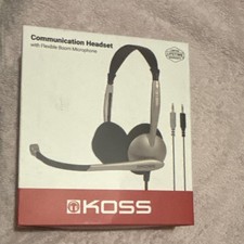 Koss Headband Communication Headset Black Silver Dual 3.5mm Flexible Boom Mic