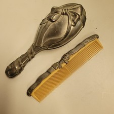Vintage Godinger Silver Plated Brush And Comb Set Vanity Bow Ribbon